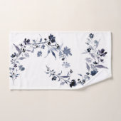 Navy blue indigo floral flower waterverf Towel Bad Handdoek (Handdoek)