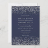 Navy Blue Indigo Silver Glitter Modern Wedding Kaart (Voorkant)