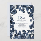 Navy Blue Indigo verlaat 18th Birthday Kaart (Voorkant / Achterkant)
