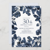 Navy Blue Indigo verliest 30th Birthday Kaart (Voorkant / Achterkant)