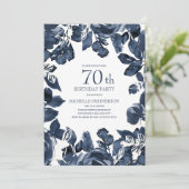 Navy Blue Indigo verliest 70th Birthday Kaart (Staand voorkant)