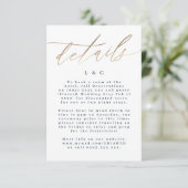 Navy Blue Info Accommododatie Gold Wedding RSVP Kaartje (Staand voorkant)