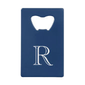 Navy Blue Initiaal Roestvrij stalen flesopening Creditkaart Flessenopener (Voorkant)