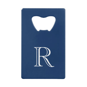 Navy Blue Initiaal Roestvrij stalen flesopening Creditkaart Flessenopener