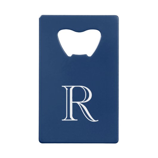 Navy Blue Initiaal Roestvrij stalen flesopening Creditkaart Flessenopener (Voorkant)