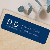 Navy Blue Initialen Monogram Retouradres Etiket
