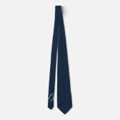 Navy Blue Initialen Trendy Monogram Stropdas (Achterkant)