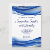 Navy Blue Ink Gold Flakes Geode 40e verjaardag Kaart (Voorkant)