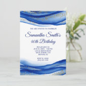 Navy Blue Ink Gold Flakes Geode 40e verjaardag Kaart (Staand voorkant)