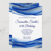 Navy Blue Ink Gold Flakes Geode 40e verjaardag Kaart (Voorkant / Achterkant)