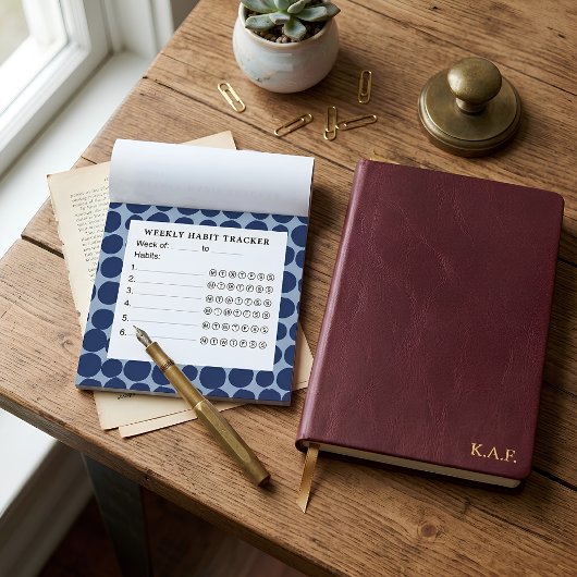 Navy Blue Inkt Stip Weekelijkse Gewoonte Tracker Post-it® Notes