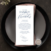 Navy Blue, inwendige plaatsinstelling Hartelijk da Programmakaart