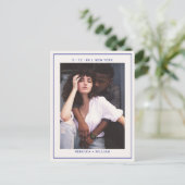 Navy blue iory, simpele fotobruiloft, behalve de d briefkaart (Staand voorkant)