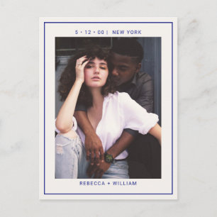 Navy blue iory, simpele fotobruiloft, behalve de d briefkaart