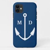 Navy blue iPhone case met bootankermonogram (Achterkant)