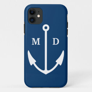 Navy blue iPhone case met bootankermonogram