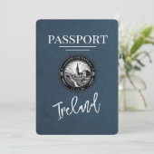 Navy Blue Ireland Passport Bewaar de datum Save The Date (Staand voorkant)