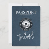 Navy Blue Ireland Passport Wedding Invitation Kaart (Achterkant)