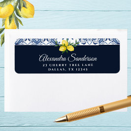 Navy Blue Italian Lemon Retouradres Etiket