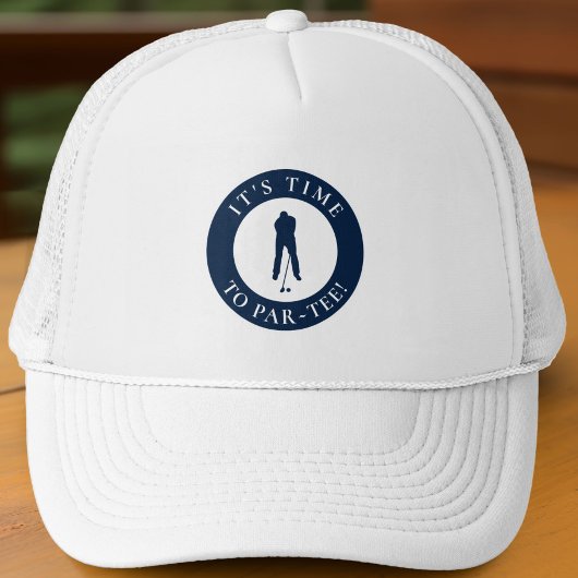 Navy Blue Its Time to Par Tee Humorous Golf Trucker Pet