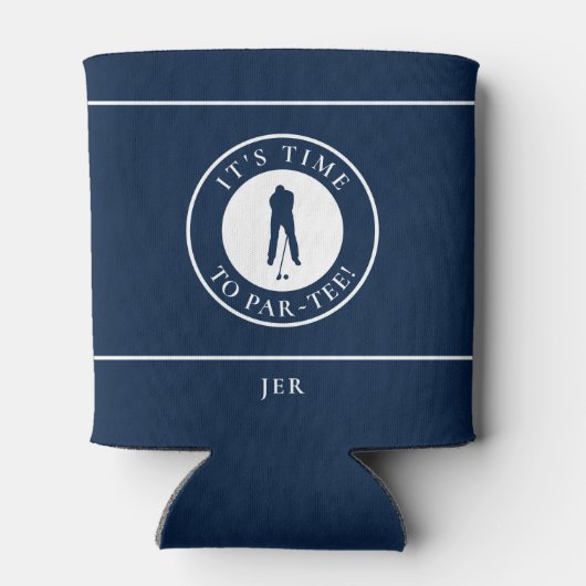 Navy Blue Its Time to Par Tee Personalized Golfer Blikjeskoeler (Achterkant)