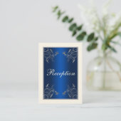 Navy Blue, Ivory en Silver Floral Enclosure Kaart (Staand voorkant)