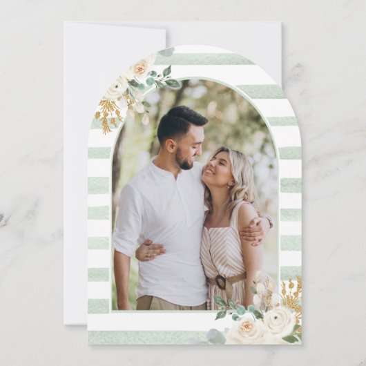 Navy Blue Ivory Floral Moon Arch Vrijgezellenfeest Kaart (Achterkant)