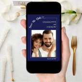 Navy blue ivory photo wedding Save the Date