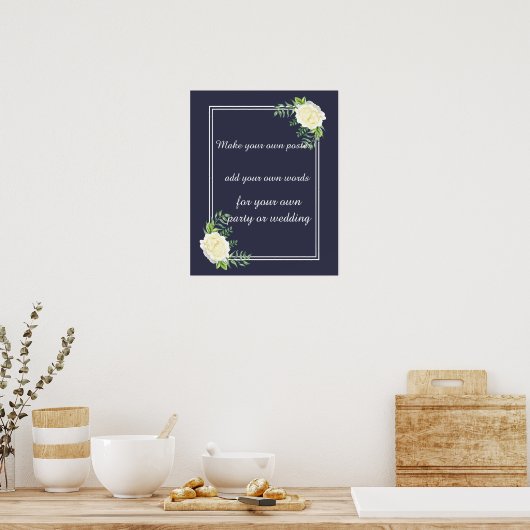 NAVY BLUE Ivory Roos Creëer uw eigen poster (Keuken)