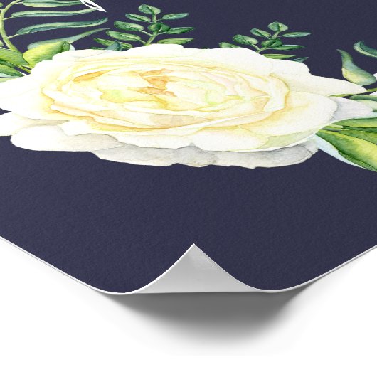 NAVY BLUE Ivory Roos Creëer uw eigen poster (Hoek)