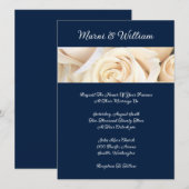 Navy Blue Ivory Rozen Weddenschap Kaart (Voorkant / Achterkant)