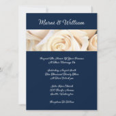 Navy Blue Ivory Rozen Weddenschap Kaart (Voorkant)