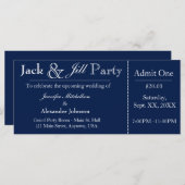 Navy Blue Jack en Jill Shower Ticket Invitation (Voorkant / Achterkant)