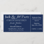 Navy Blue Jack en Jill Shower Ticket Invitation (Voorkant)