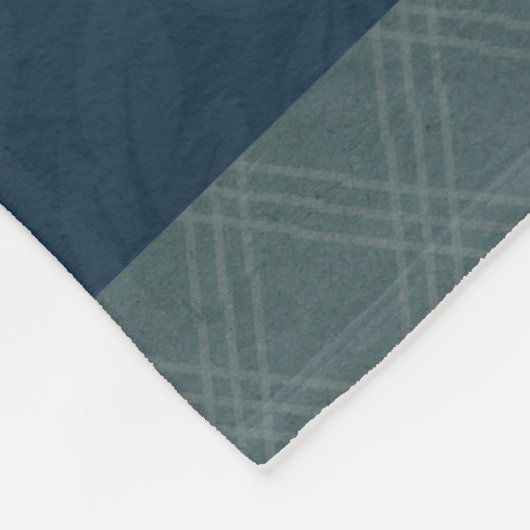 Navy Blue Jacquard Floral Blauwgroen Plaid Fleece Deken (Hoek)