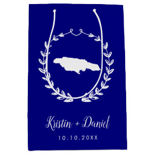 Navy Blue Jamaica Map Wedding Welcome Swag Medium Cadeauzakje