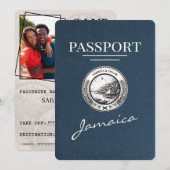 Navy Blue Jamaica Passport Bewaar de datum Save The Date (Voorkant / Achterkant)