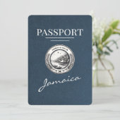 Navy Blue Jamaica Passport Bewaar de datum Save The Date (Staand voorkant)