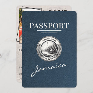 Navy Blue Jamaica Passport Bewaar de datum Save The Date