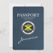 Navy Blue Jamaica Passport Wedding Invitation Kaart (Achterkant)