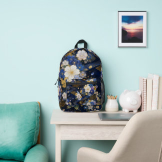 Navy Blue Japanese Sakura Kimono Backpack Bedrukte Rugzak