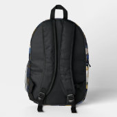 Navy Blue Japanese Sakura Kimono Backpack Bedrukte Rugzak (Achterkant)
