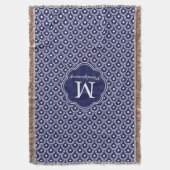 Navy Blue Japans Waves Pattern - Gepersonaliseerd Deken (Voorkant Verticaal)