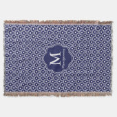 Navy Blue Japans Waves Pattern - Gepersonaliseerd Deken (Voorkant)