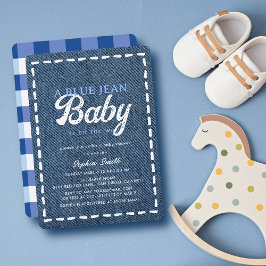 Navy Blue Jean Baby Boy Baby Shower Kaart