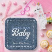 Navy Blue Jean Baby Boy Baby Shower Papieren Bordje (Feest)