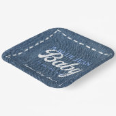 Navy Blue Jean Baby Boy Baby Shower Papieren Bordje (Gebogen)