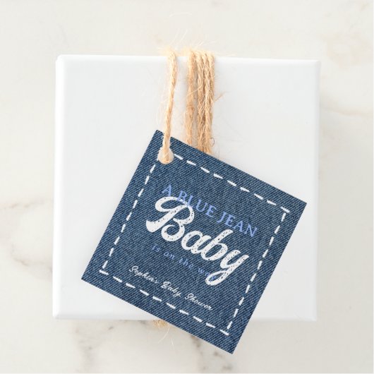 Navy Blue Jean Baby Jongen Baby Shower Bedankjes Labels (In situ)