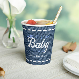 Navy Blue Jean Baby Jongen Baby Shower Papieren Bekers