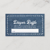 Navy Blue Jean Baby Shower Diaper Raffle Ticket Informatiekaartje (Voorkant)